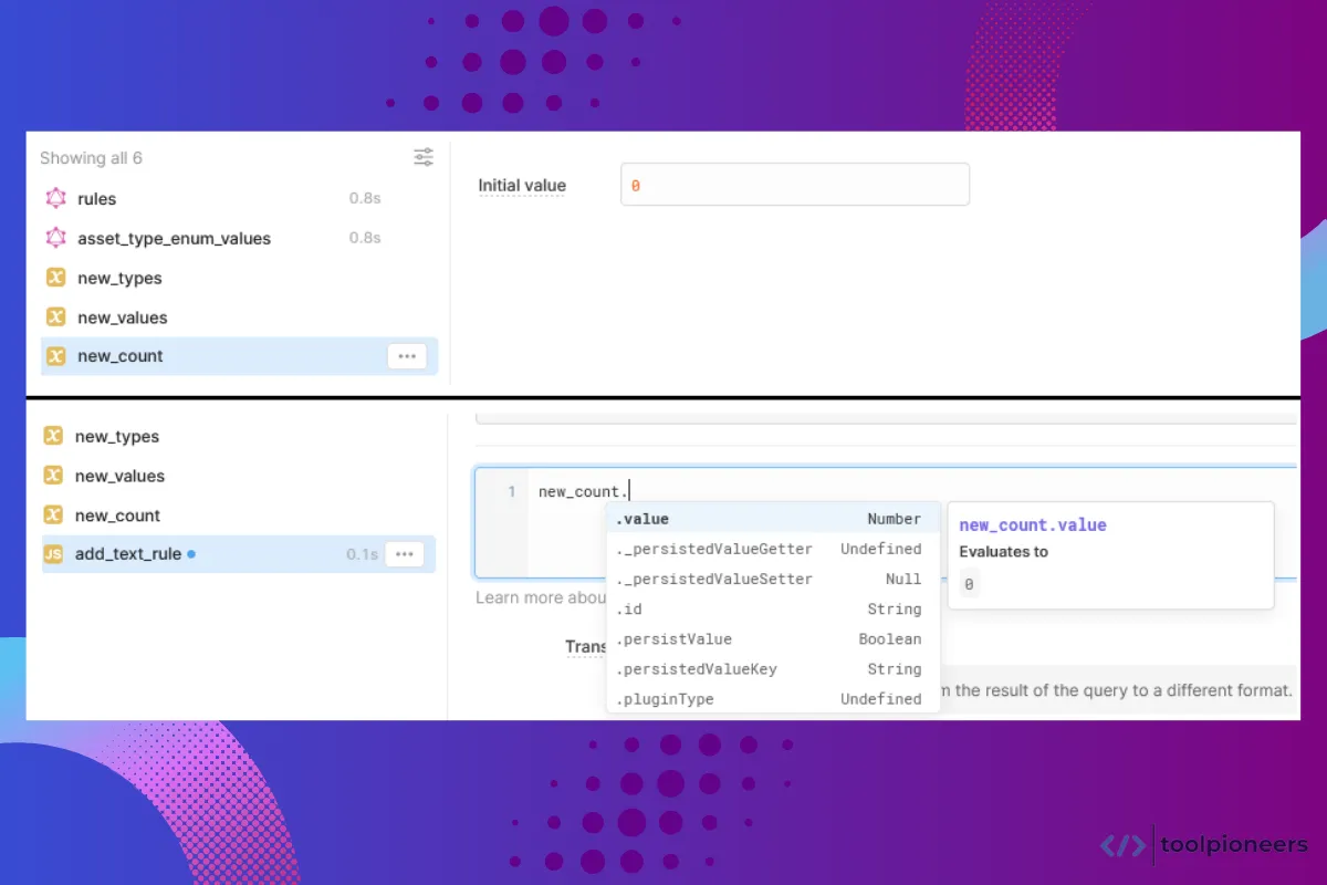 Using temporary states and variables in Retool