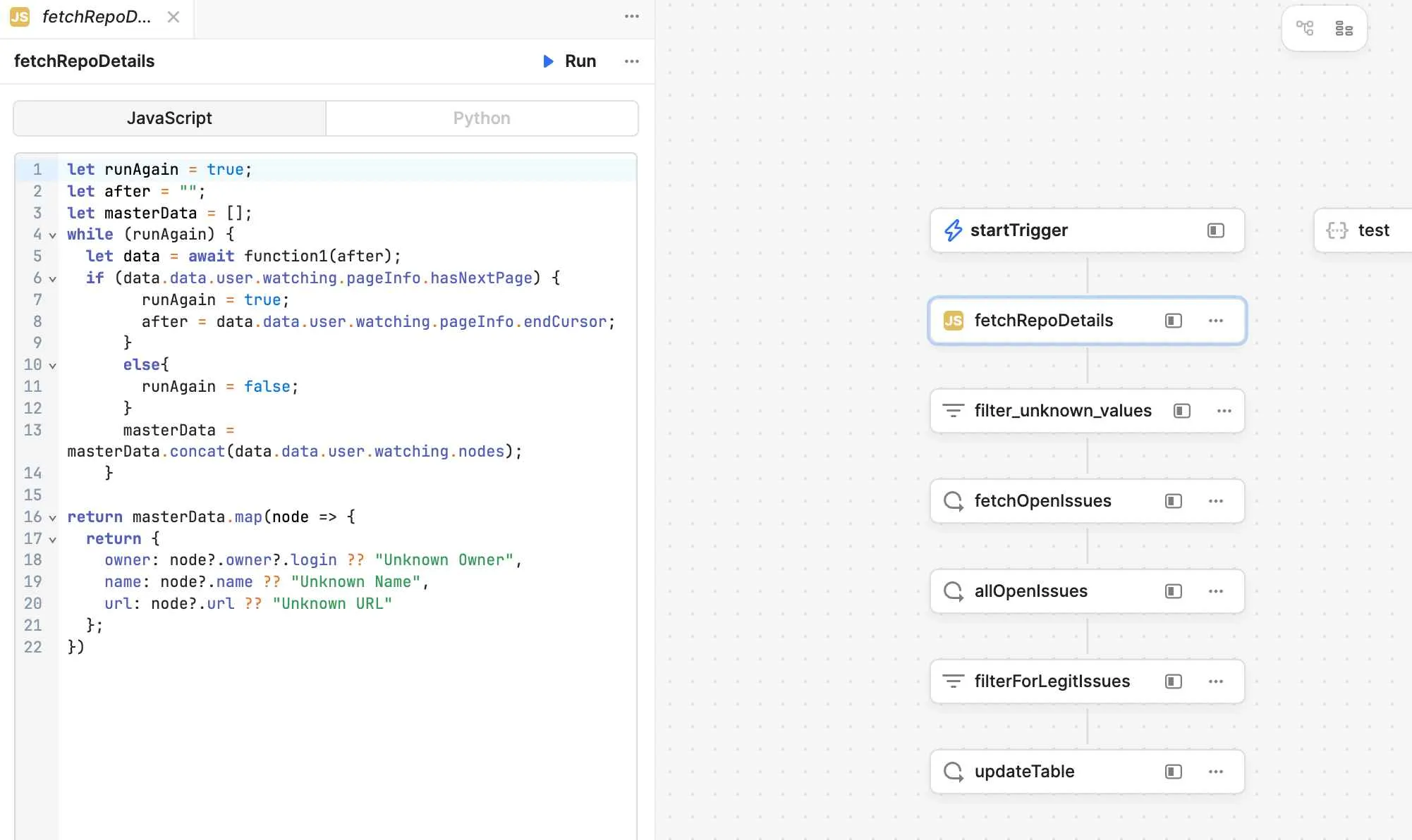 Github fetching all repos - Retool developers toolpioneers